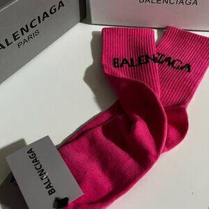 Balenciaga Socks | Pink/Magenta Logo Crew Socks | Unisex | From Japan